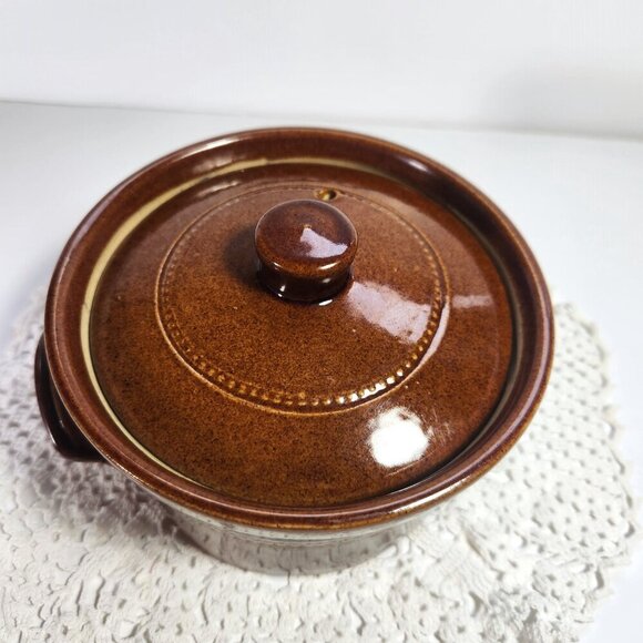 Pearsons Of Chesterfield Vintage Stoneware Bean Pot 1 Pint Brown Made In England - Picture 2 of 11